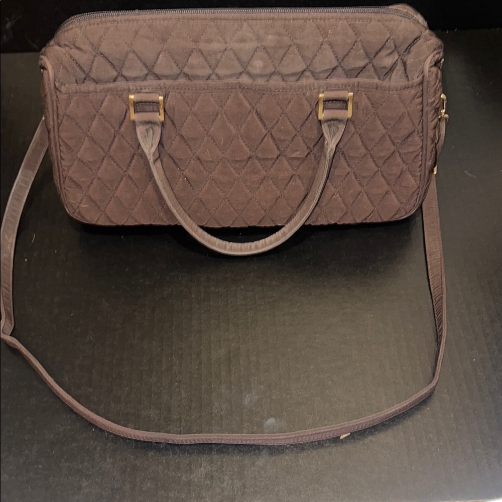 Vintage Vera Bradley Quilted Brown Shoulder Satchel Bag
